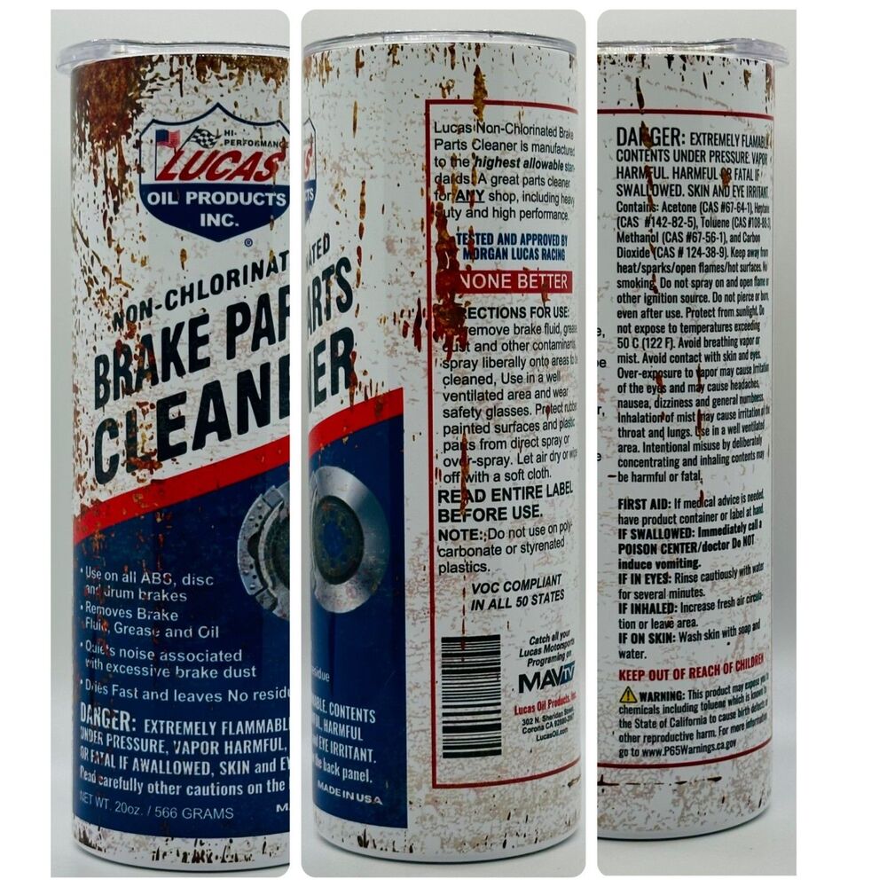 NEW "LUCAS Brake Parts Cleaner" 20 oz. SS Tumbler w/Straw Set & Silicone Tip